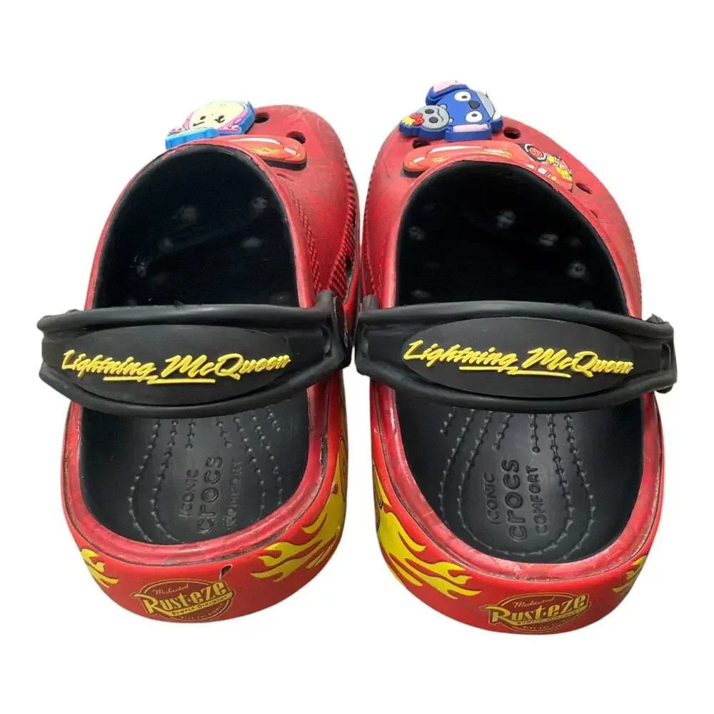 Crocs Kids Disney Cars Lightning Mcqueen Clogs Size 9 With Jibbitz